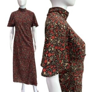 Tokyo Talkies Floral Maxi Dress Size M Flutter Sleeve Ruched Side Cottagecore